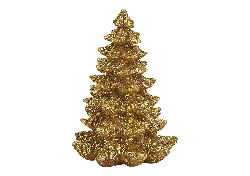 Árbol de Navidad de poli oro (c/h/d) 8x12x8cm