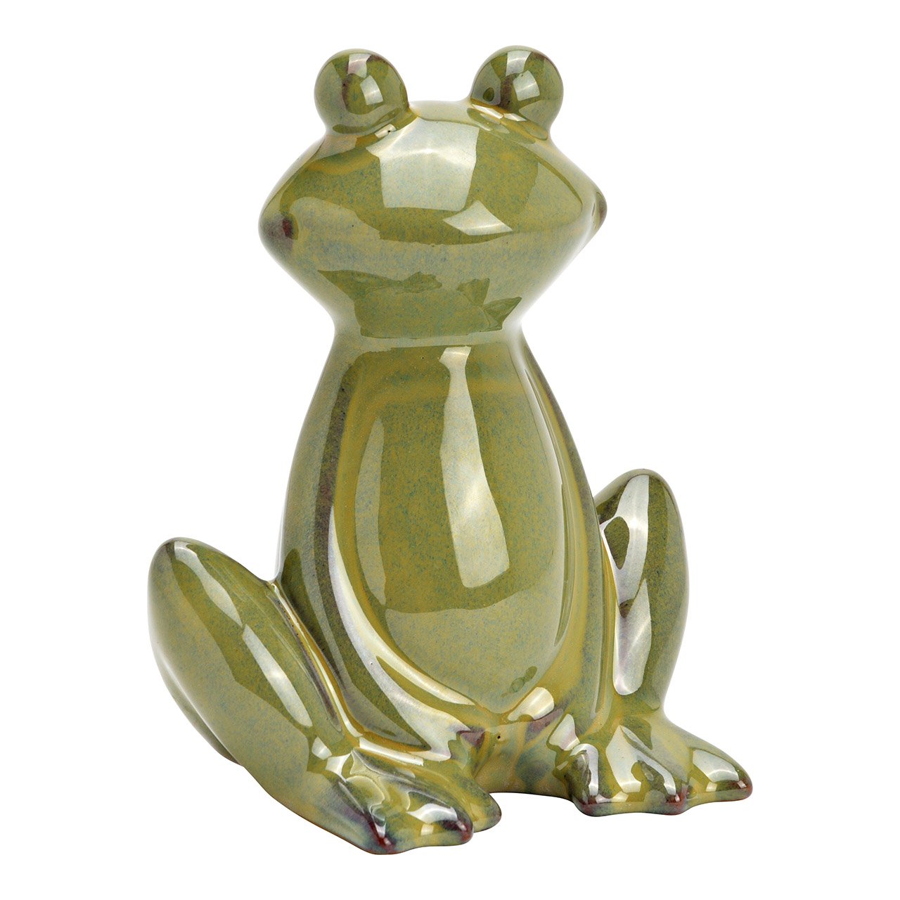 Frog made of porcelain, green (W/H/D) 11x13x8cm