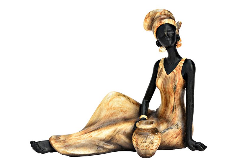 African woman sitting poly brown (W/H/D) 31x17x9cm
