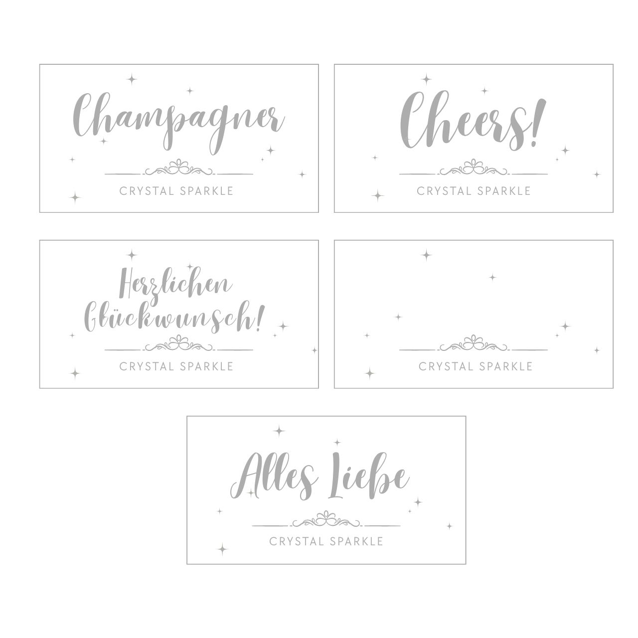 Glasform, Champagner-Glas, Crystal Sparkle, Hochzeitskarte, Grußkarte