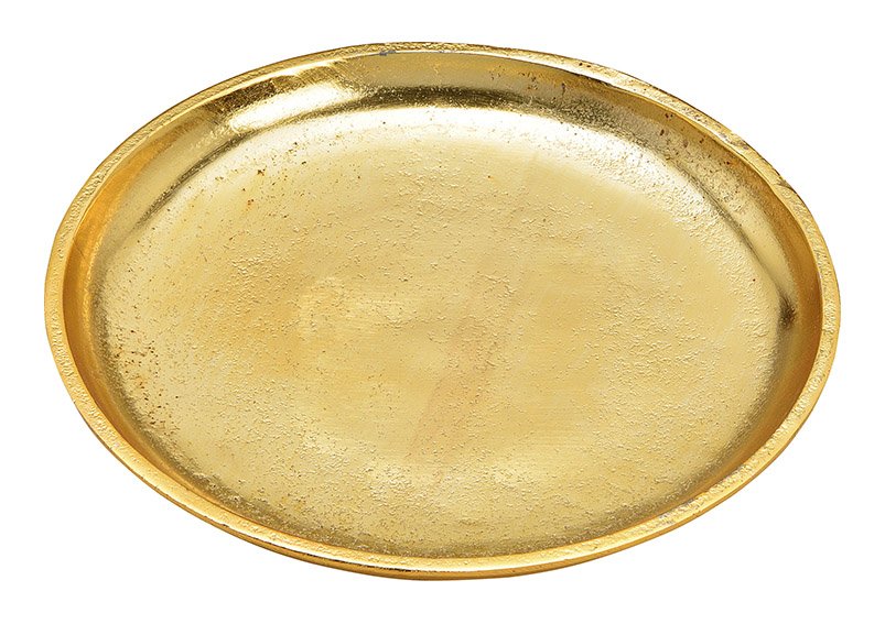 Deko Teller rund aus Metall Gold (B/H/T) 20x2x20cm