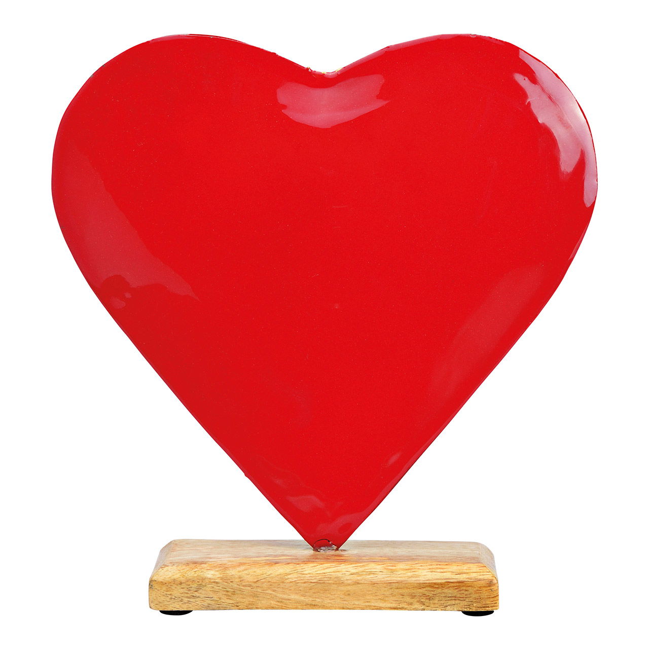 Cuore espositivo su base in legno di mango in metallo rosso (L/H/D) 20x21x5cm