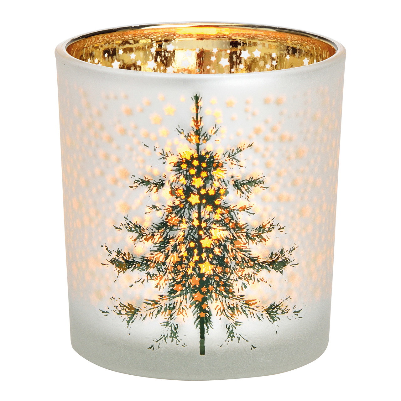 Windlicht Tannenbaum aus Glas weiß (B/H/T) 7x8x7cm Weihnachten, Weihnachtsdekorationen, Festival