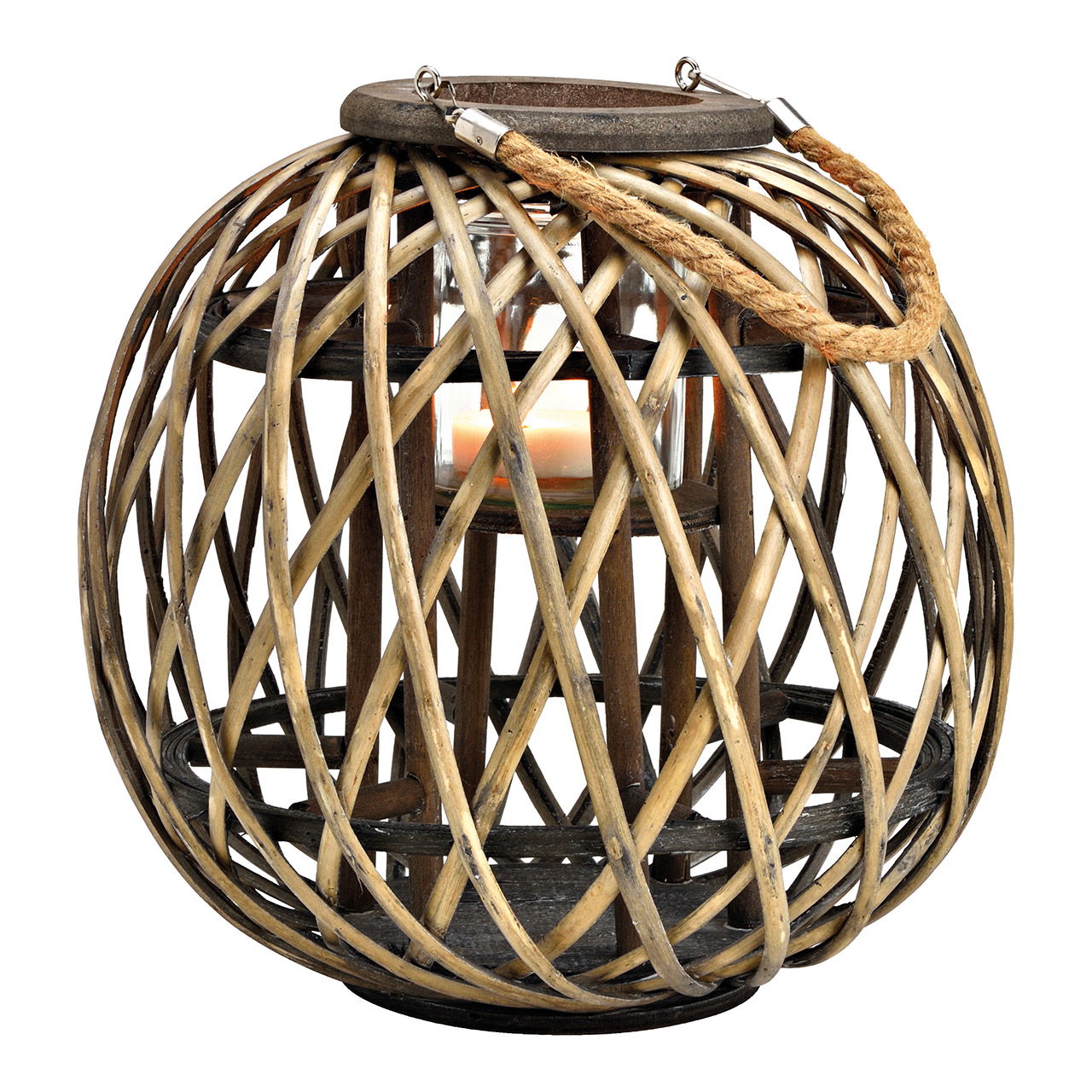 Lantern wicker with lantern glass gray (W/H/D) 32x32x32cm