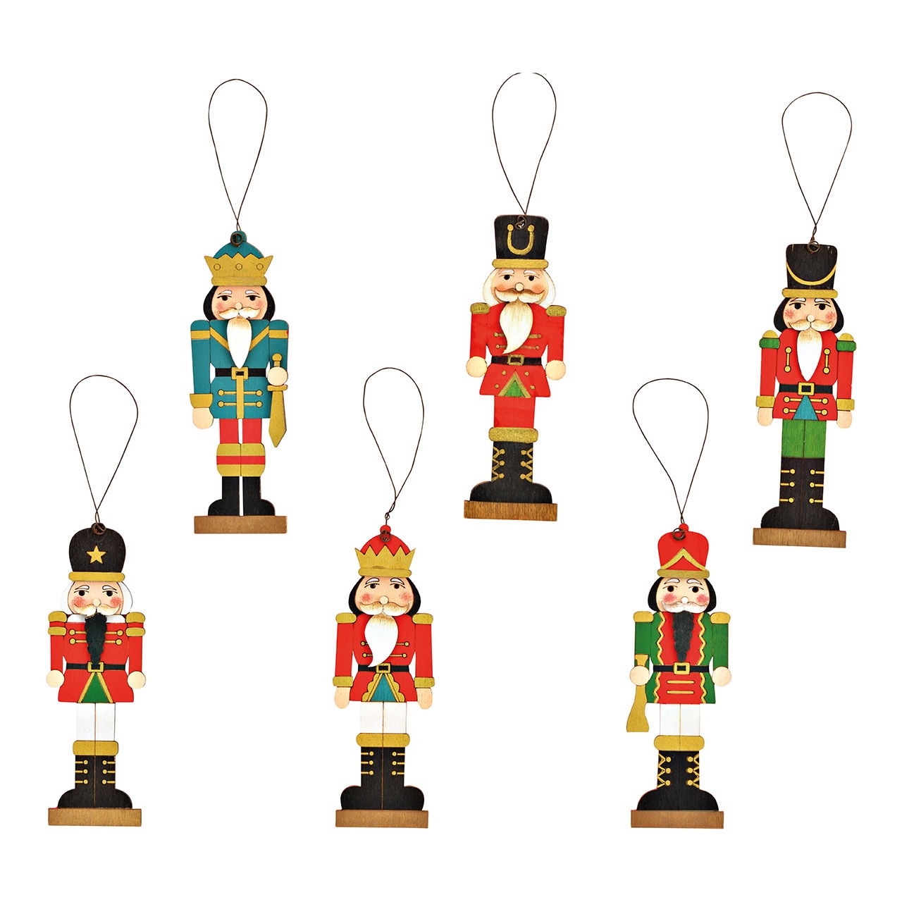 Casse-noix de Noël en bois, 6 pièces, multicolore (L/H) 4x13cm Casse-noix de Noël en bois, 6 pièces, multicolore (L/H) 4x13cm