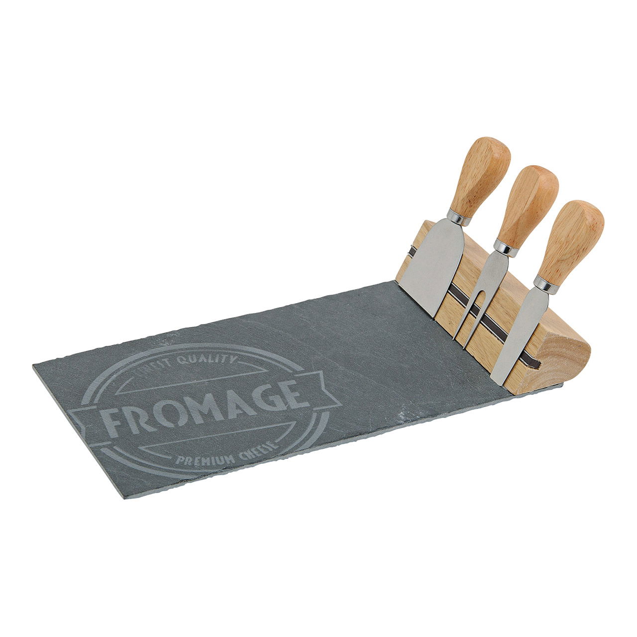 Plateau à fromage avec 3 couverts en ardoise/bambou/aimant Plateau à fromage avec 3 couverts en ardoise/bambou/aimant