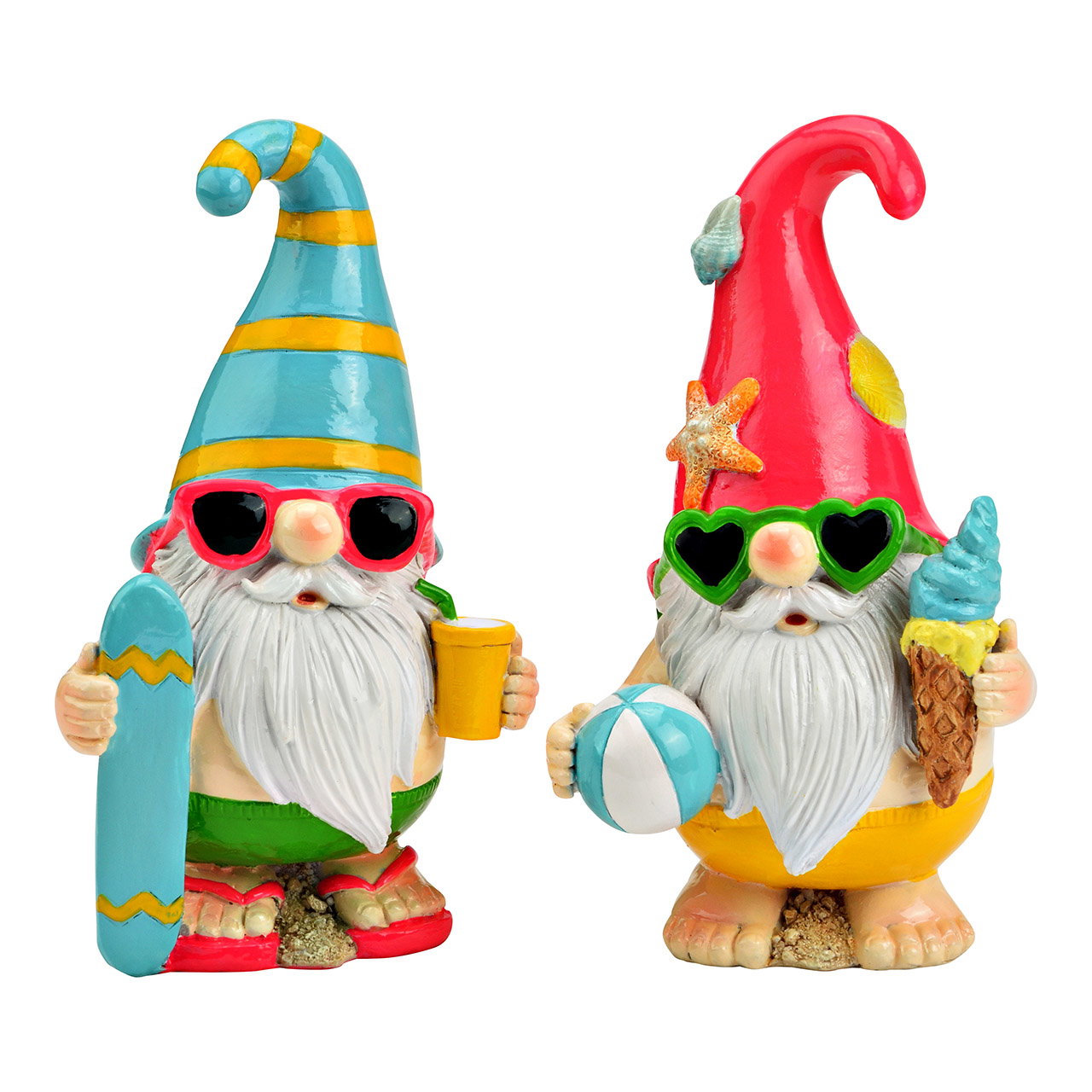Gartenzwerg im Urlaubslook aus Magnesia, 2-fach, Bunt (B/H/T) 11x17x8cm Bekleidung, Hut, Figur, Spielzeug