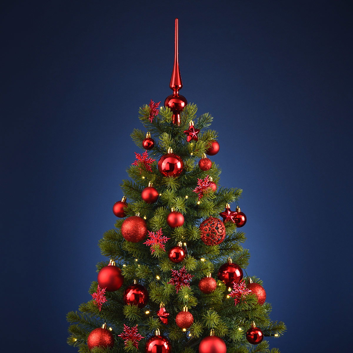 Plastic kerstballen, set van 111, rood Ø3/4/6cm (B/H/D) 36x23x12cm