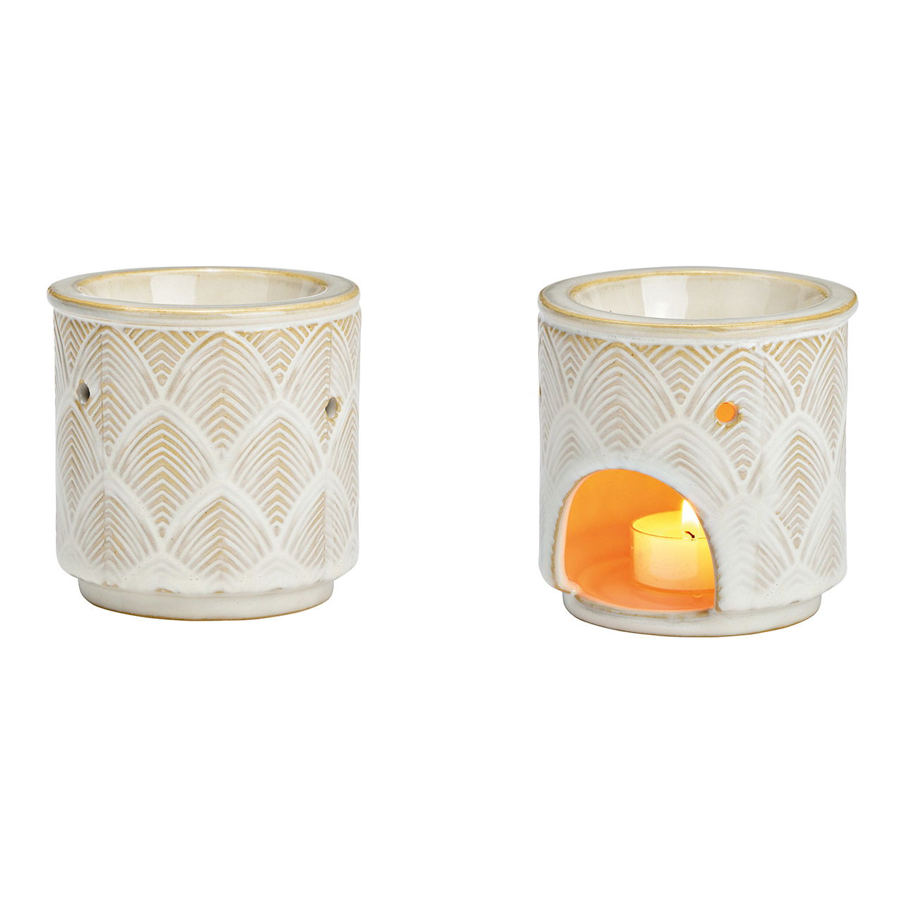 White ceramic fragrance lamp (W/H/D) 10x10x10cm