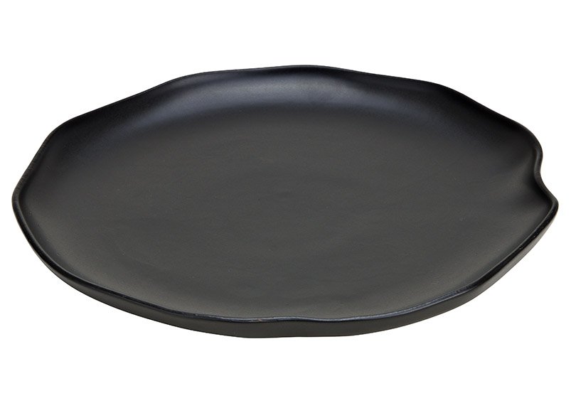 Assiette en faïence noire (L/H/P) 26x3x26cm