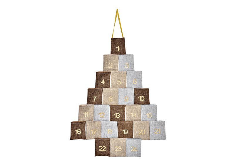 Advent calendar Christmas tree from textile brown (W/H) 55x70cm