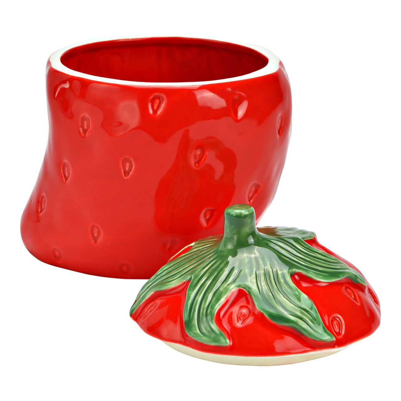Set di barattoli per fragole, ceramica rossa (L/H/D) 13x14x12cm
