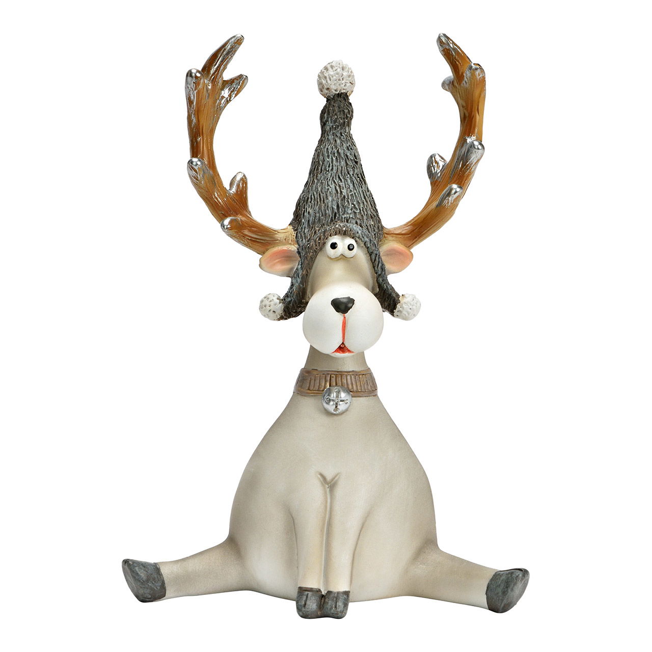 Figurine Elan en poly, gris (L/H/P) 10x14x6cm Figur, Geweih, Person