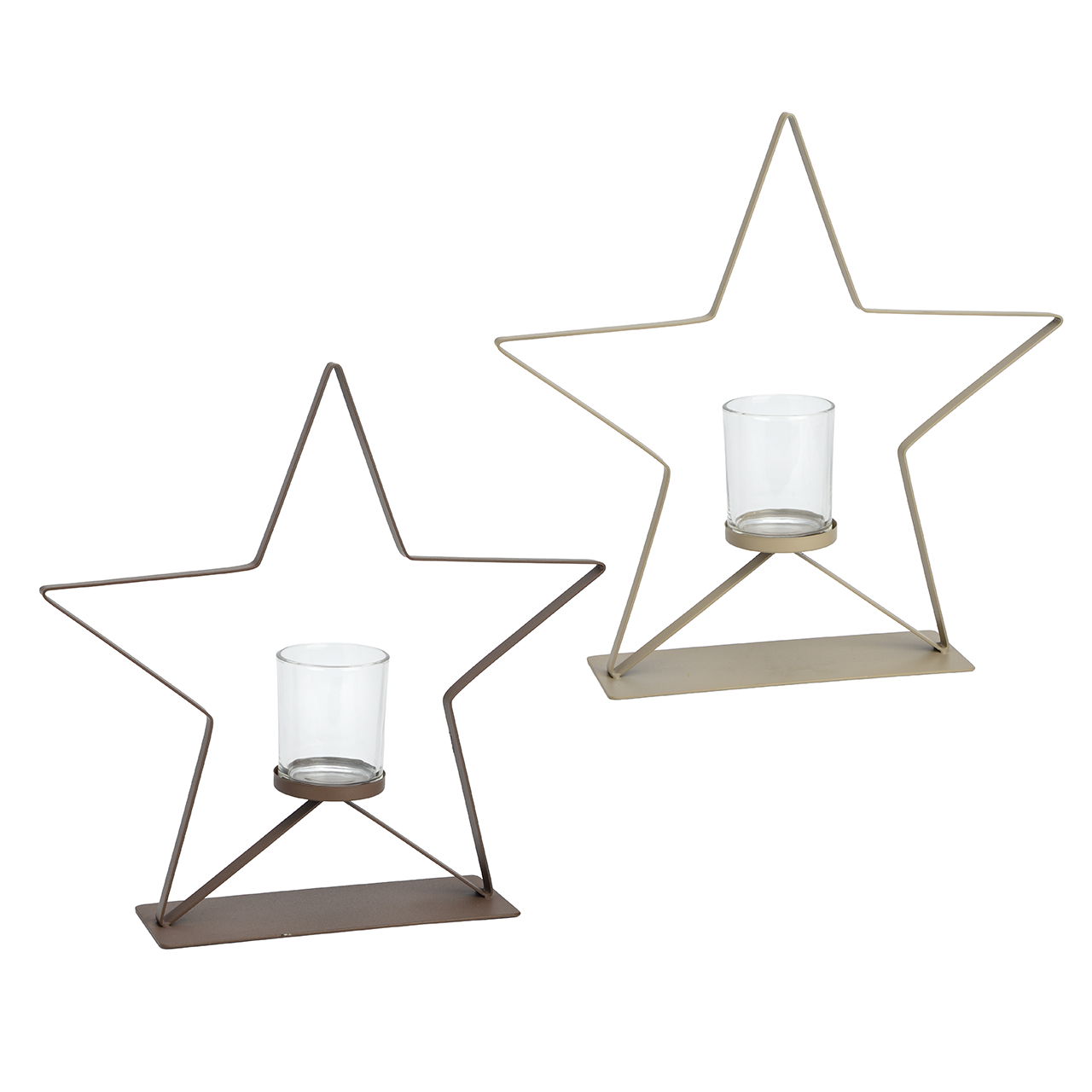 Farol metal/cristal marrón/beige 2 surtidos (ancho/alto/largo) 36x34x8cm Sternsymbol, Symbol