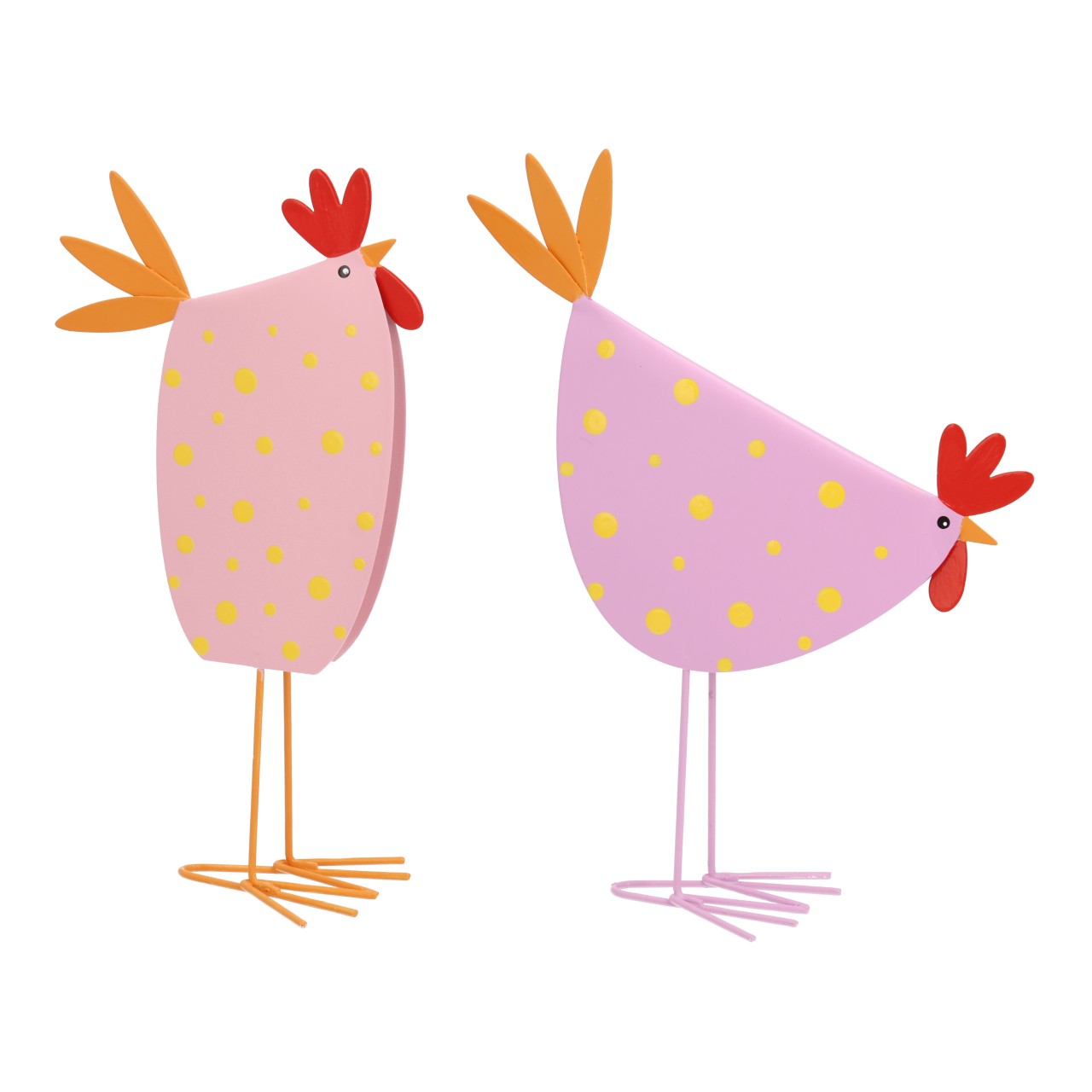 Pollo in metallo rosa/rosa, assortimento doppio (L/A/P) 11x21x7 cm Holzdeko, Huhn, Hühnerfigur, Windspiel, Pink-Variante