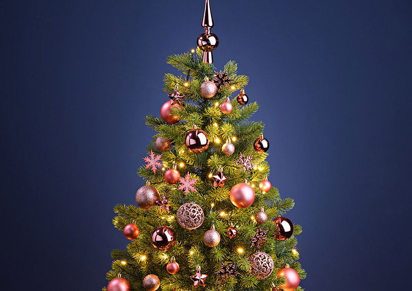 Plastic Christmas baubles, set of 111, pink/pink Ø3/4/6cm (W/H/D) 23x35x12cm