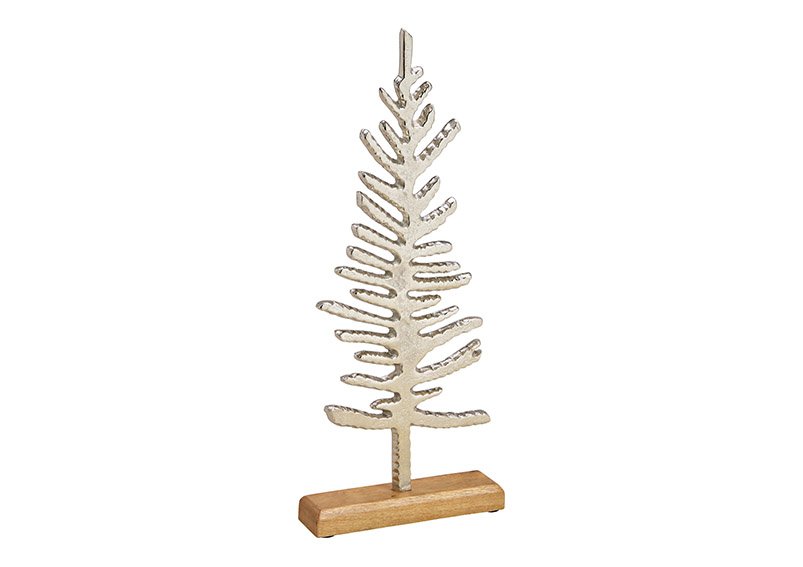 Stand christmas tree made of metal, mango wood silver (w/h/d) 16x42x5cm