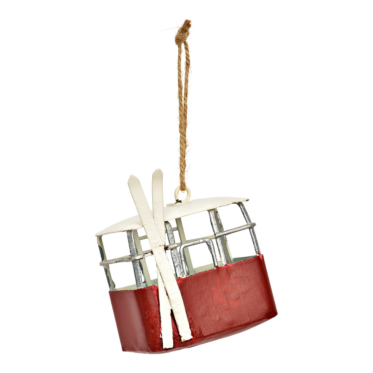 Suspension gondole en métal, rouge/blanc (L/H/P) 7x8x4cm
