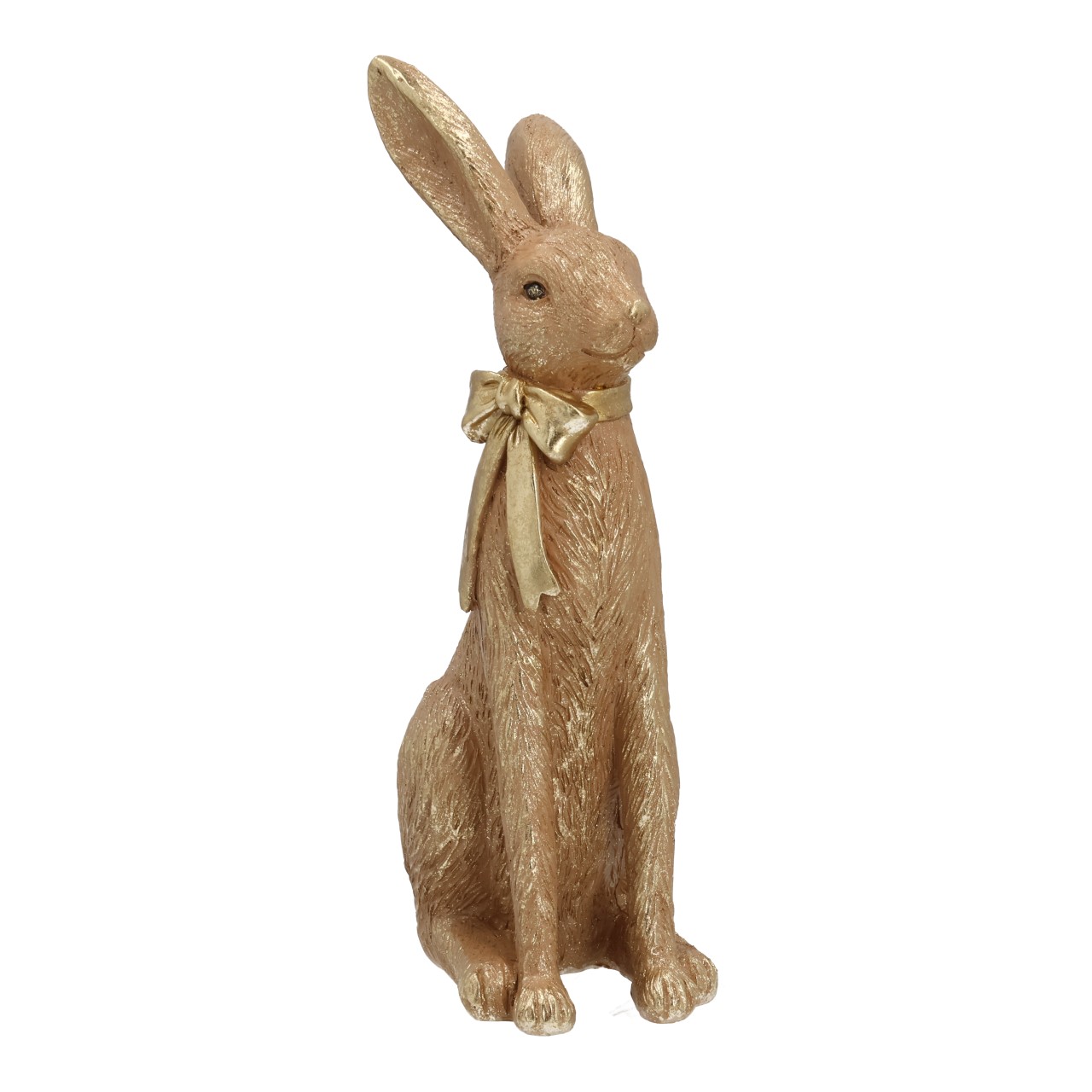 Hasenfigur, Hase, Dekofigur, goldfarben, Schleife