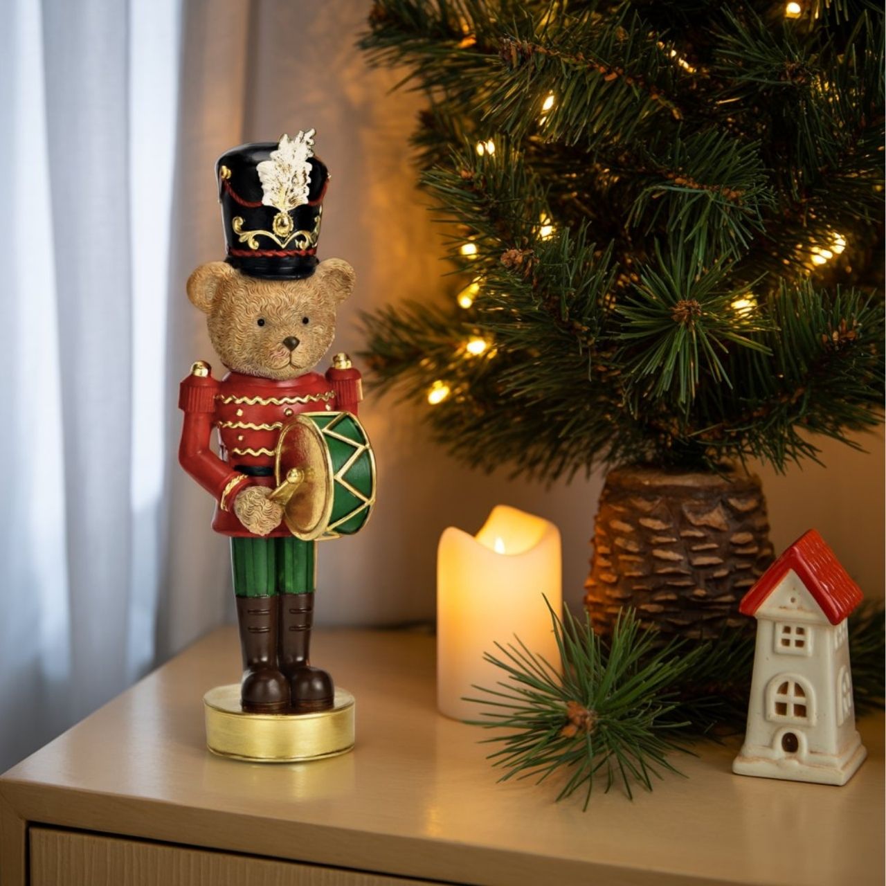 Figurine Ours Casse-Noisette en poly, 2 fois, Coloré (L/H/P) 6x24x6cm Kerze, Nussknacker, Person