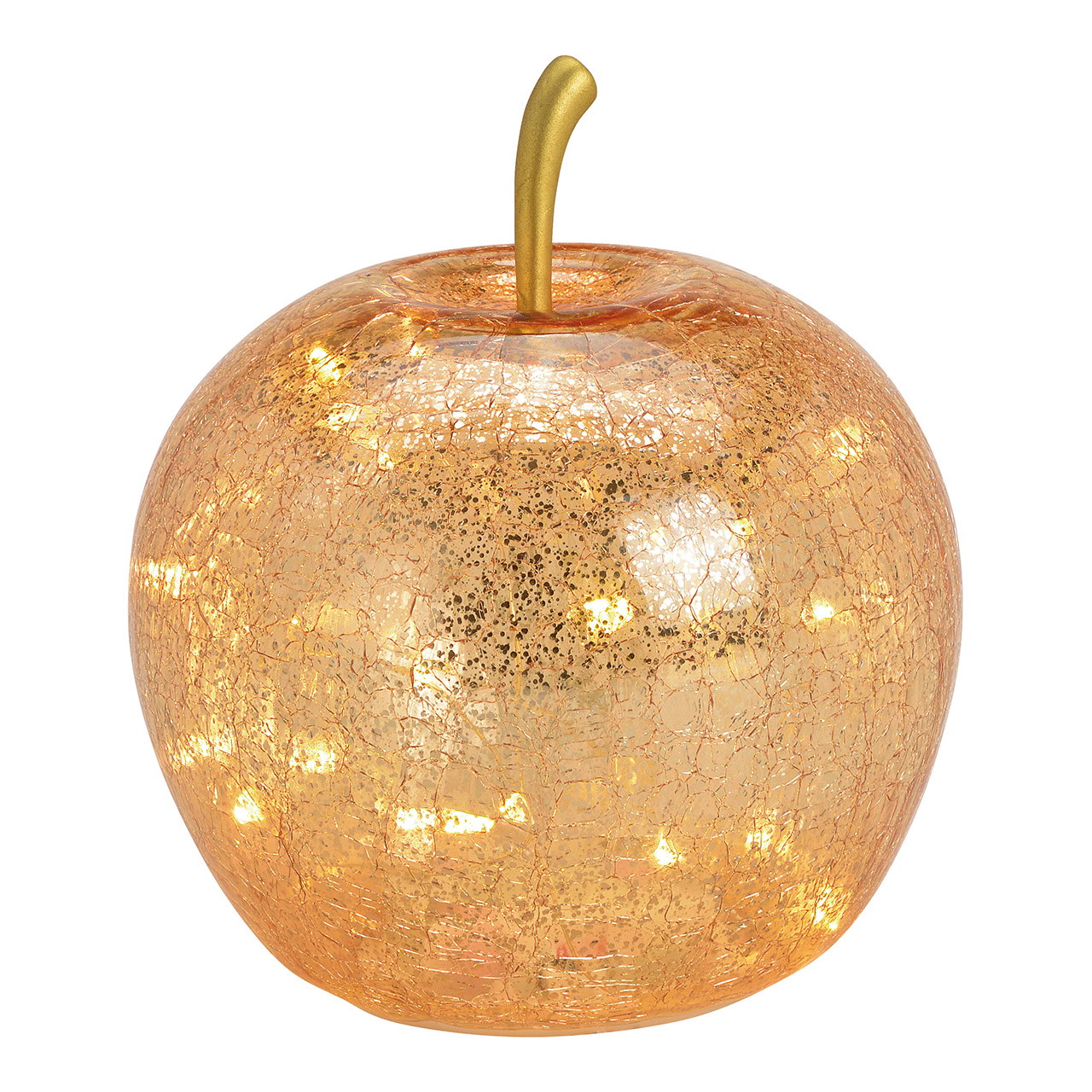 Jablko se 20 LED diodami a casovacem, ze skla, zlaté (Š/V/H) 16×17×16 cm glas, dekor, lichter, orange, kürbis