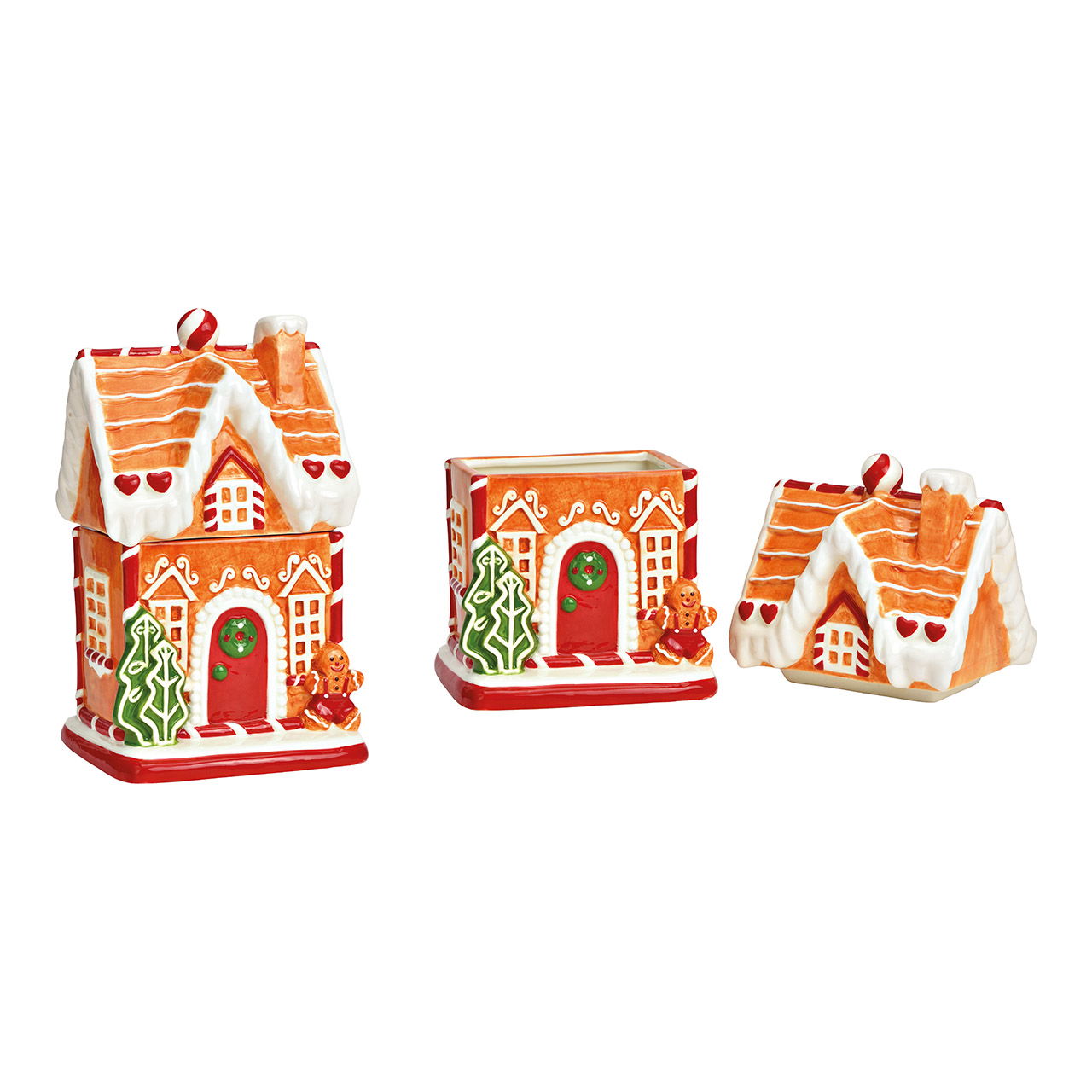 Box ceramic gingerbread house colorful (W/H/D) 16x27x14cm