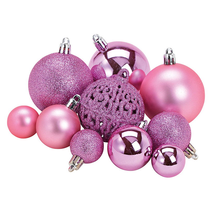 Weihnachtskugeln aus Kunststoff, 50er-Set, Rosé Ø3/4/6cm (B/H/T) 23x18x12cm Zubehor, Ohrring, Schmuck, Ballon, Perle