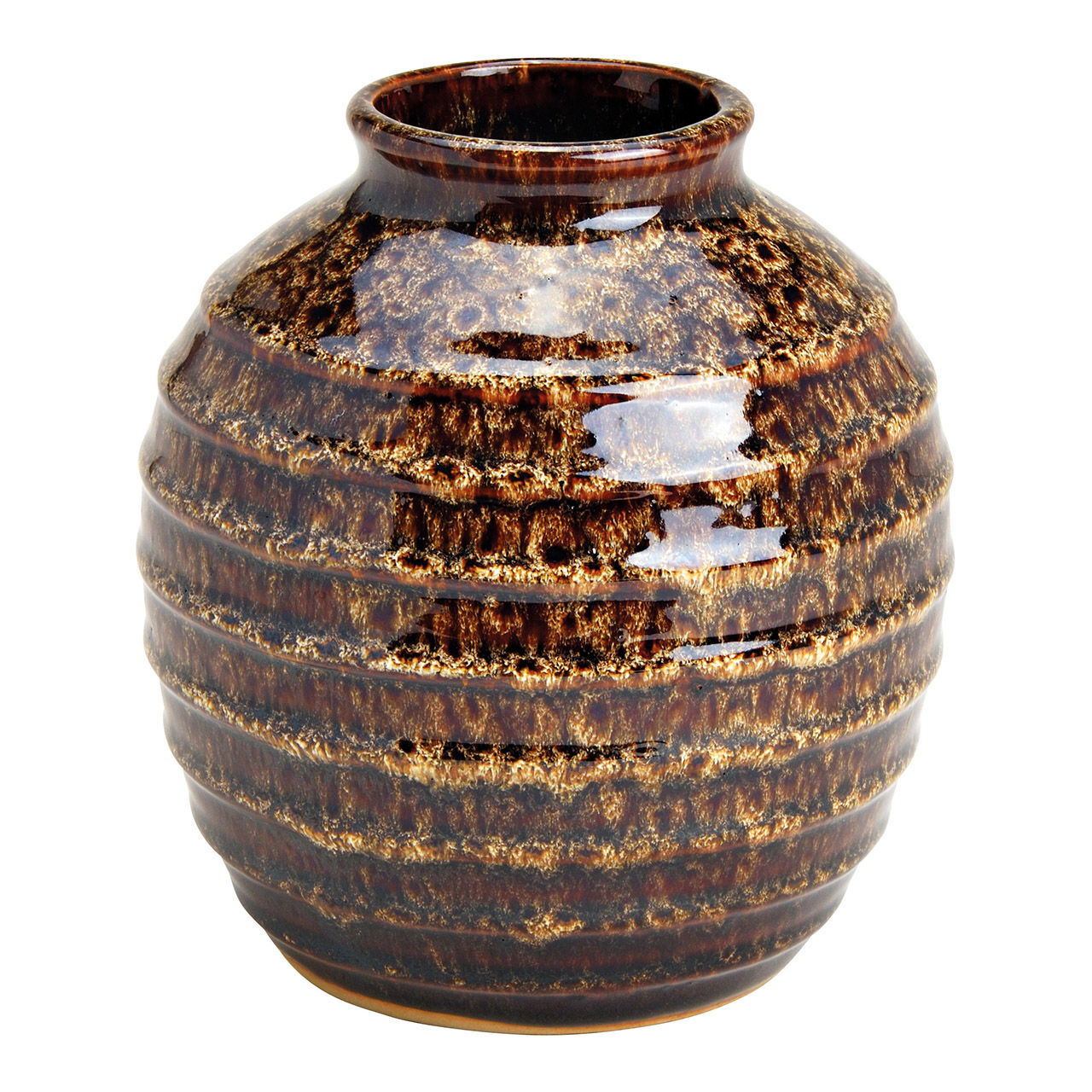 Vaso, ceramica marrone (c/h/d) 14x16x14cm