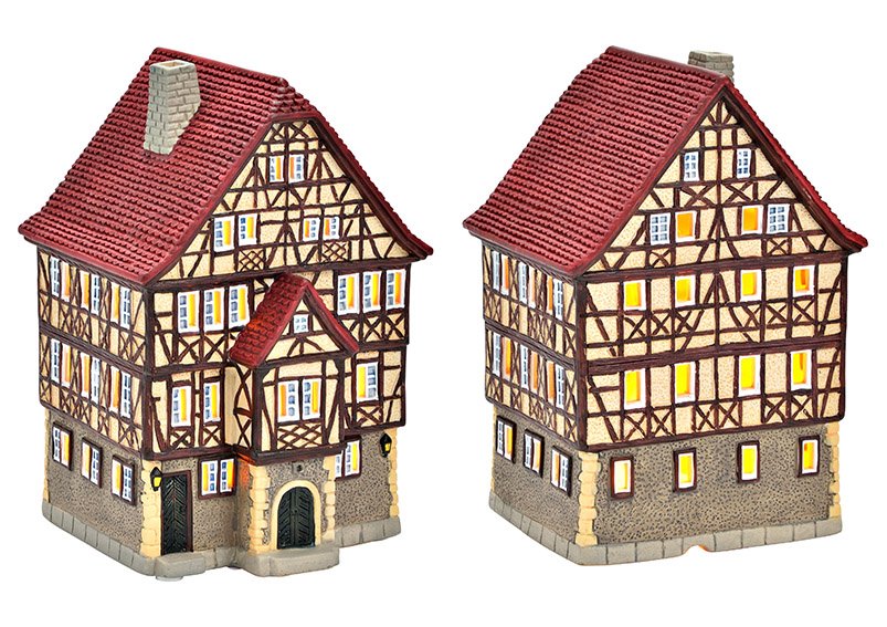 Porseleinen Lichthuis Bad Wimpfen gekleurd (B/H/D) 12x18x12cm