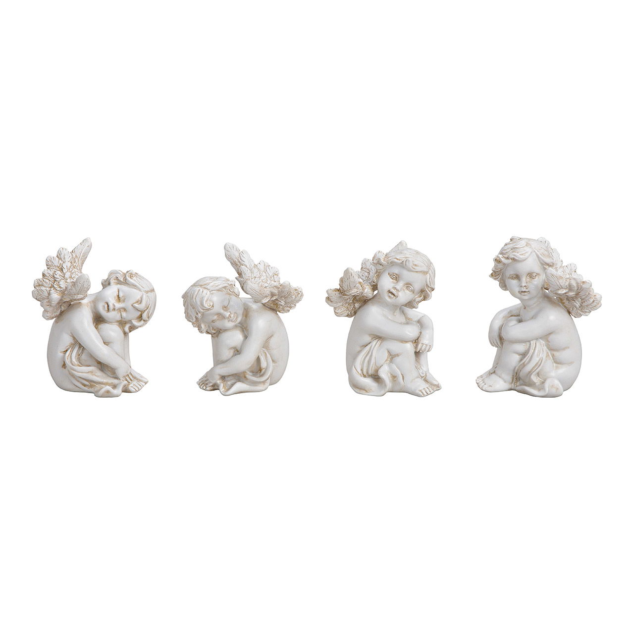 Zittende engel van poly 4-voudig, (B/H/D) 6x7x6cm Zittende engel van poly 4-voudig, (B/H/D) 6x7x6cm
