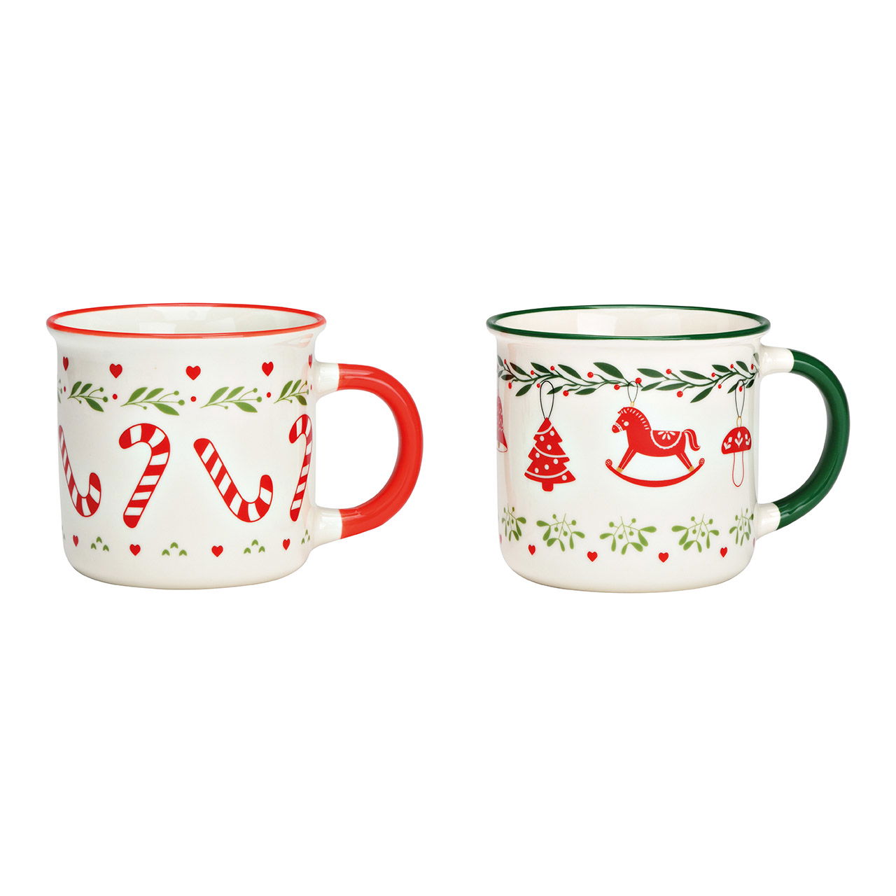 Taza de porcelana con motivo navideño blanca 2 pliegues, (A/A/P) 13x9x9cm 350ml