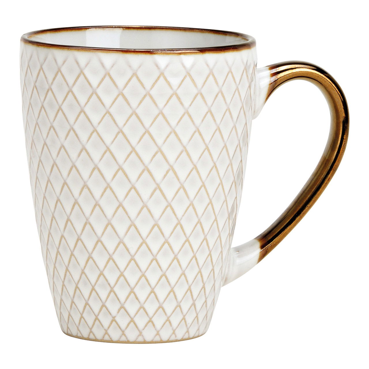 Tazza in gres bianco/oro a 2 pieghe, (L/H/D) 12x11x8cm 300ml Tazza in gres bianco/oro a 2 pieghe, (L/H/D) 12x11x8cm 300ml