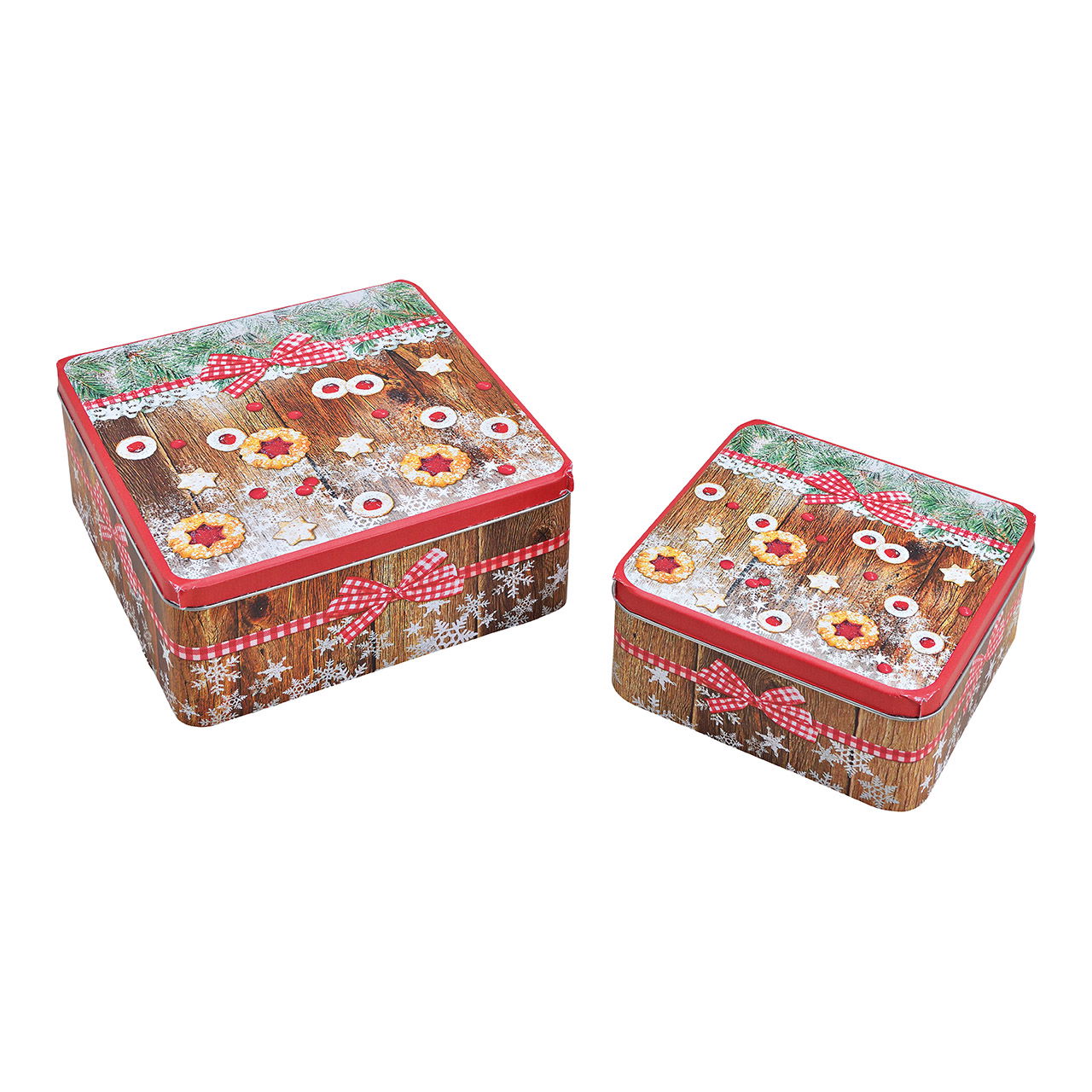 Dosen-Set Weihnachtsplätzchen Dekor aus Metall Bunt 2er Set, (B/H/T) 19x8x19cm Dosen-Set Weihnachtsplätzchen Dekor aus Metall Bunt 2er Set, (B/H/T) 19x8x19cm