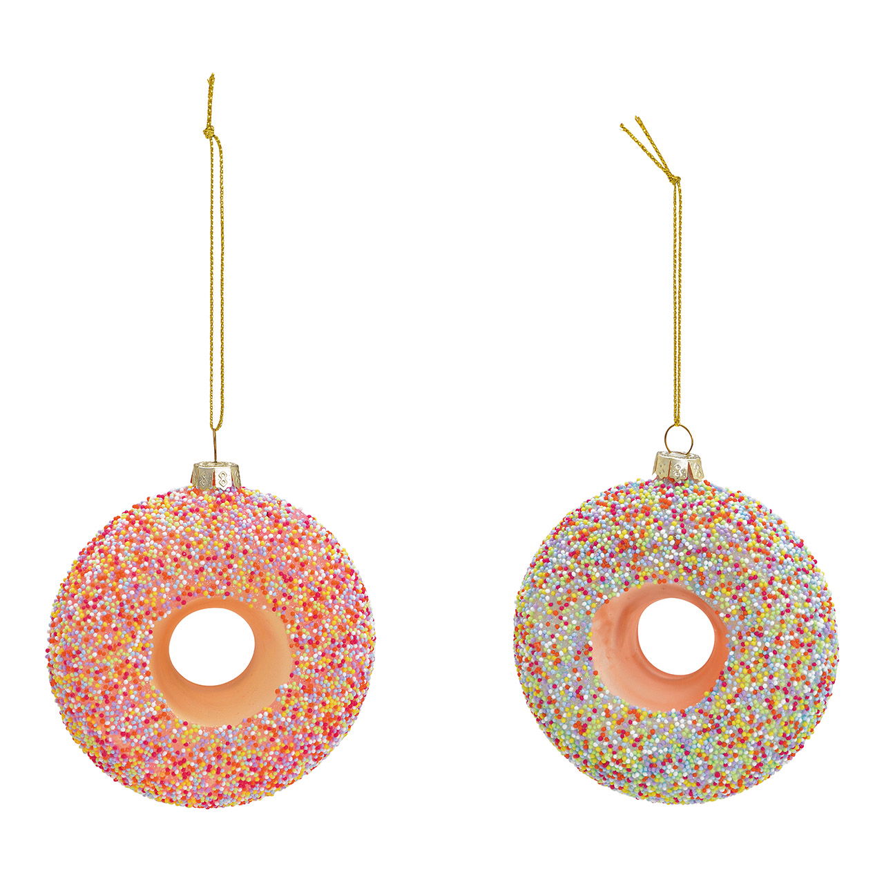 Weihnachtshänger Donut aus Glas, 2-fach, Bunt (B/H/T) 9x9x3cm Weihnachtshänger Donut aus Glas, 2-fach, Bunt (B/H/T) 9x9x3cm