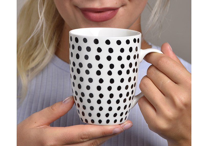 Mug dots/strips made of new bone china, 2 assorted, 10 cm