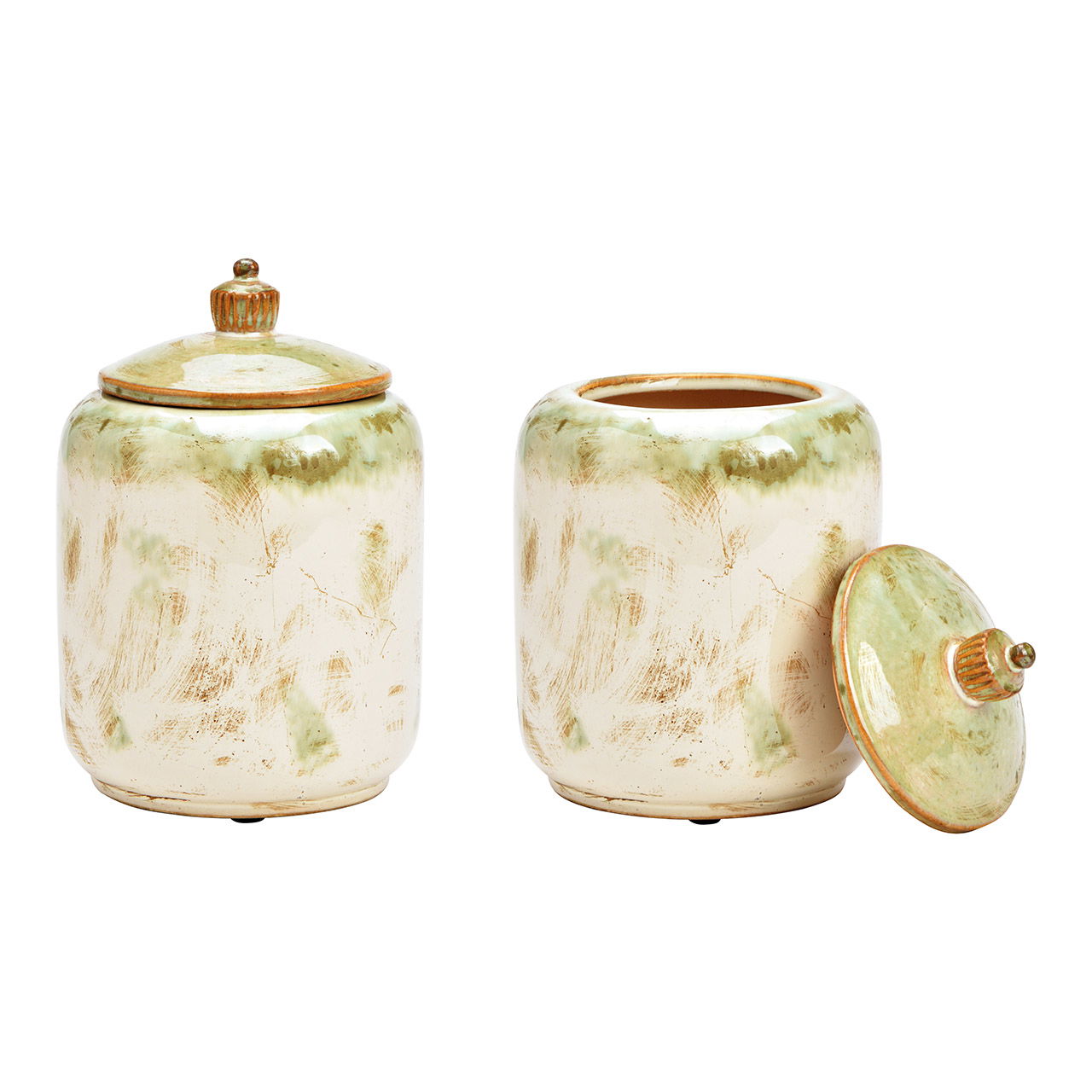 Dose aus Keramik creme, grün (B/H/T) 15x21x15cm, nur zur Dekoration Dose aus Keramik creme, grün (B/H/T) 15x21x15cm, nur zur Dekoration