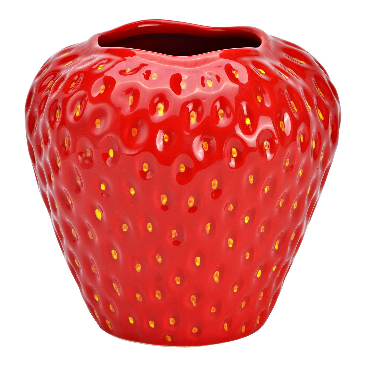 Vase Erdbeere aus Keramik, Rot (B/H/T) 16x17x17cm Vase Erdbeere aus Keramik, Rot (B/H/T) 16x17x17cm