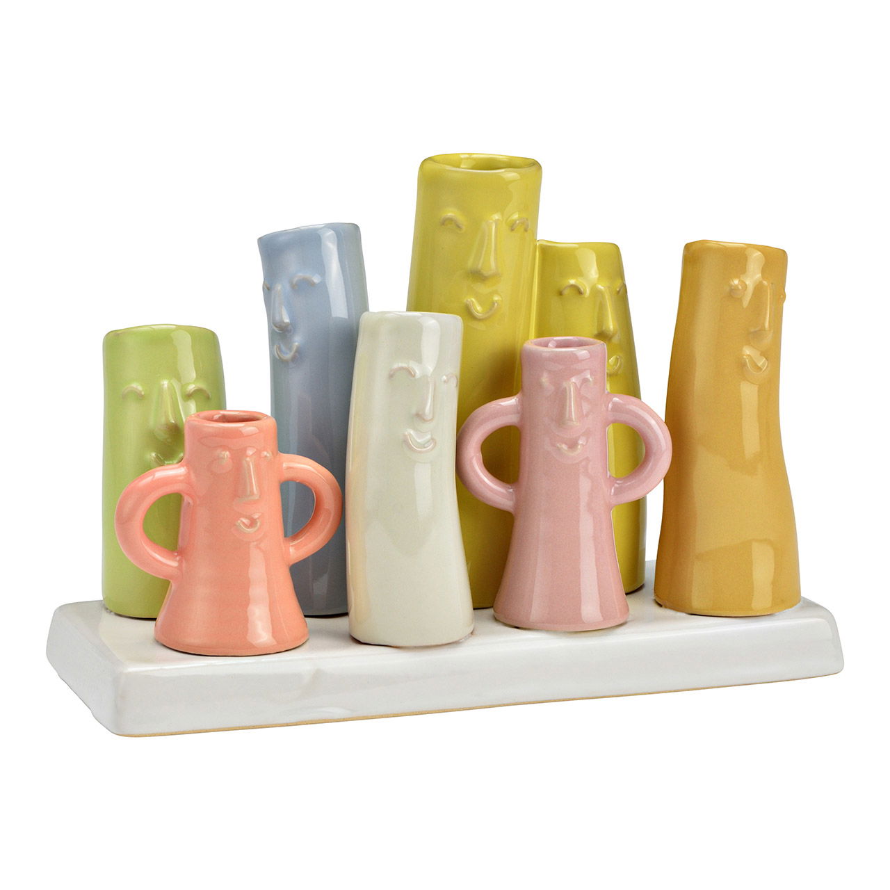 Vase Gesichter aus Keramik, Bunt (B/H/T) 18x12x8cm Vase Gesichter aus Keramik, Bunt (B/H/T) 18x12x8cm