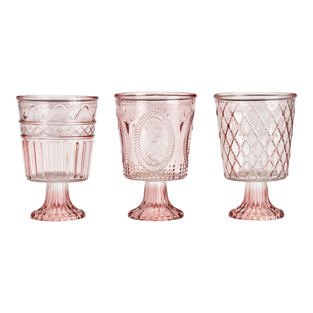 Windlicht aus Glas, 3-fach, Rosa (B/H/T) 12x17x12cm Windlicht aus Glas, 3-fach, Rosa (B/H/T) 12x17x12cm