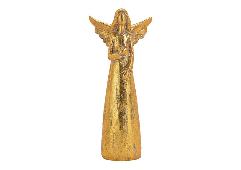 Engel aus Poly Gold (B/H/T) 10x24x7cm