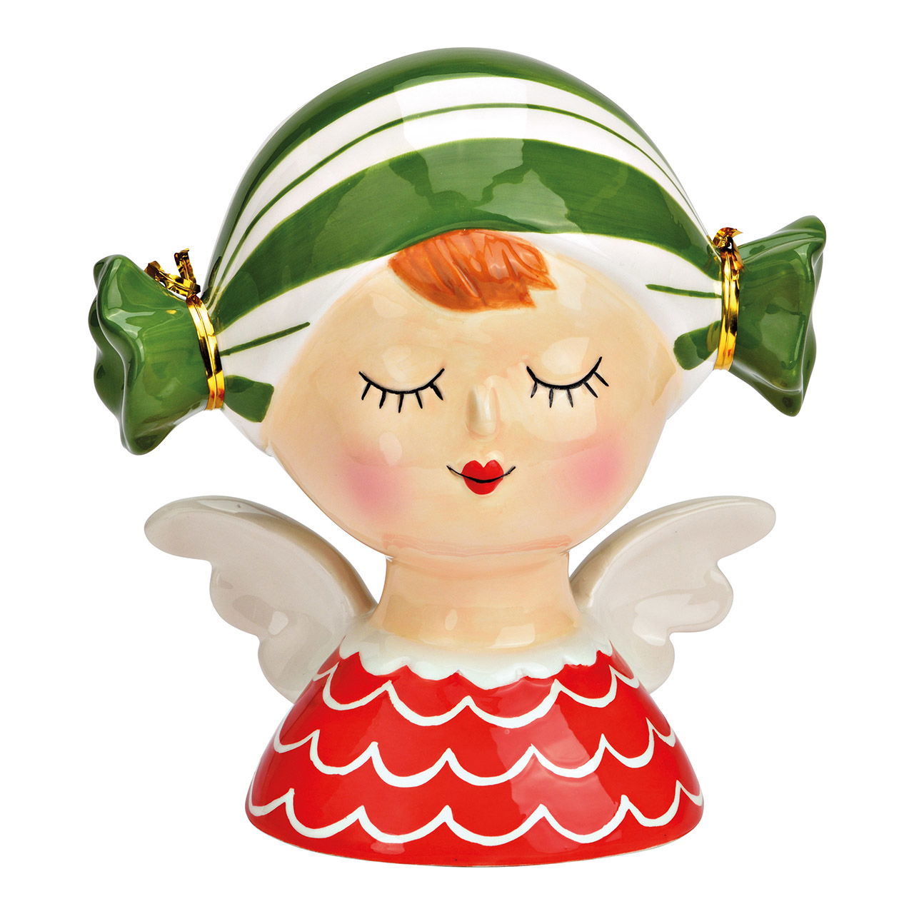 Ángel de cerámica rojo, verde (A/A/P) 16x17x10cm Ángel de cerámica rojo, verde (A/A/P) 16x17x10cm