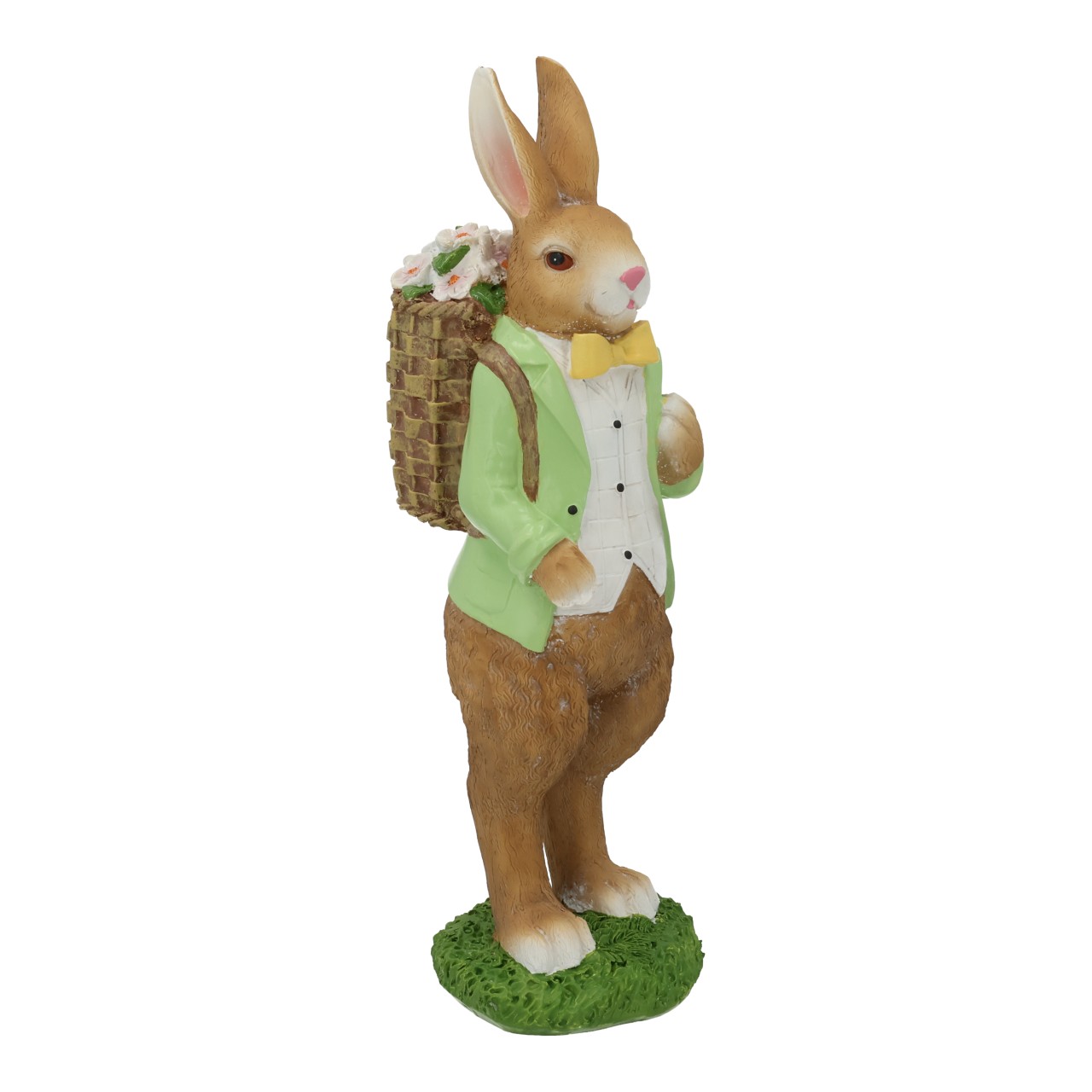 Hase, Gartendeko, Korb, Grüner Blazer, Gelbes Fliege