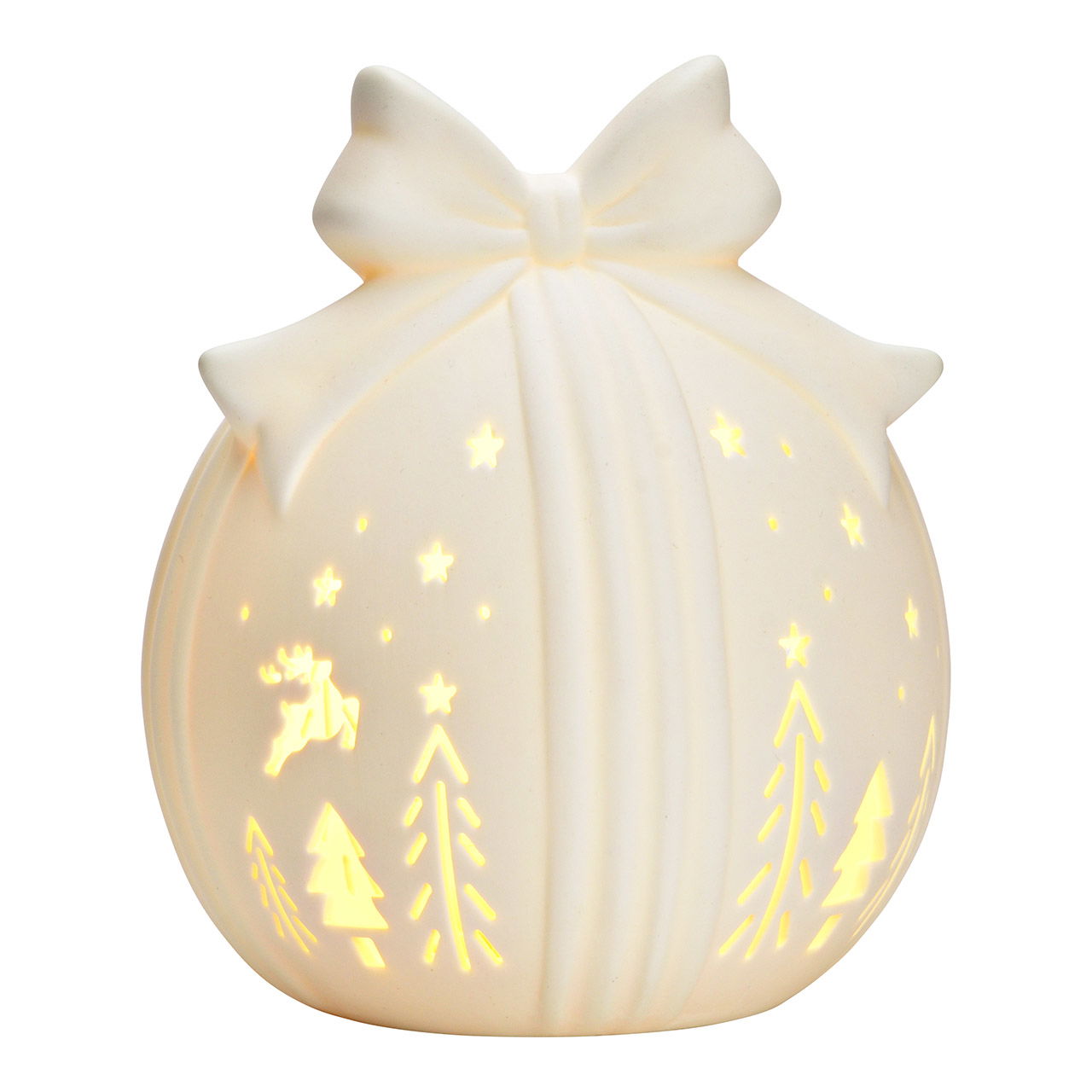 LED gift (excl. 3xLR44) made of porcelain, white (W/H/D) 12x14x12cm