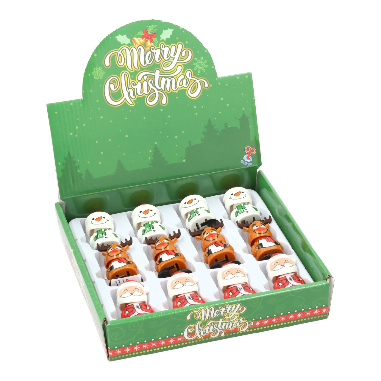 Aufziehfigur Weihnachten Santa, Elch, Schneemann aus Kunststoff Bunt 3-fach sortiert (B/H/T) 5x6x3,5cm Erste Hilfe