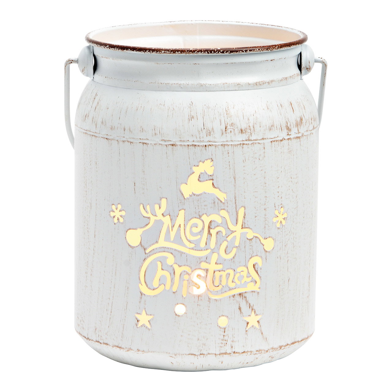 Lanterna, luce del vento, Buon Natale, in metallo bianco (L/H/D) 14x19x14cm Lanterna, luce del vento, Buon Natale, in metallo bianco (L/H/D) 14x19x14cm