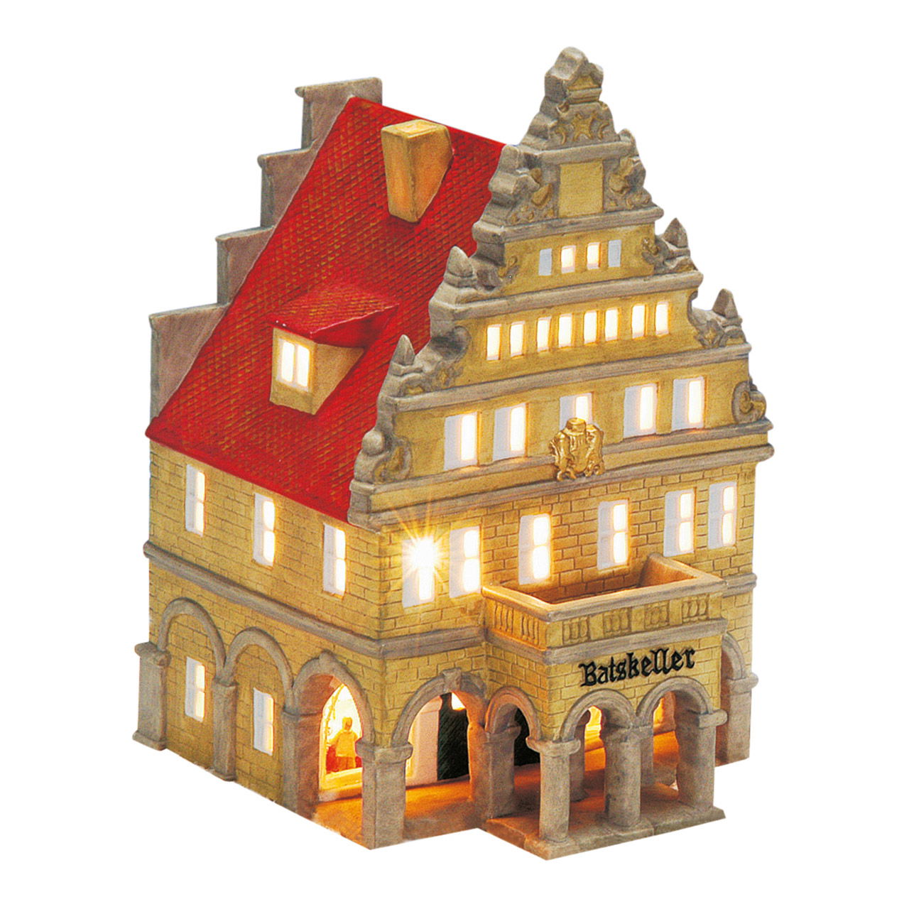 Wurm Lichthaus "Ratskeller" Münster aus Porzellan, Braun/Rot (B/H/T) 17x23x14cm Wurm Lichthaus "Ratskeller" Münster aus Porzellan, Braun/Rot (B/H/T) 17x23x14cm