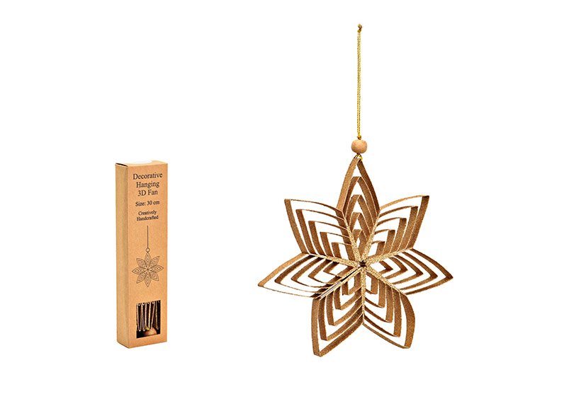 Hanger star with glitter,paper/cardboard champagne (W/H/D) 20x20x1cm
