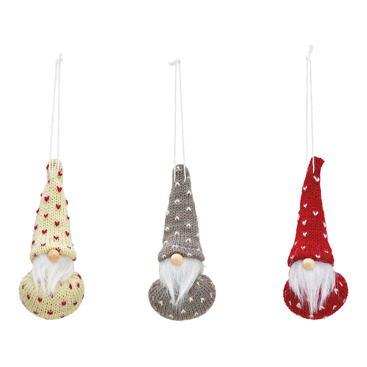 Suspension lutin en textile rouge, gris, blanc 3 fois, (L/H/P) 4x10x4cm