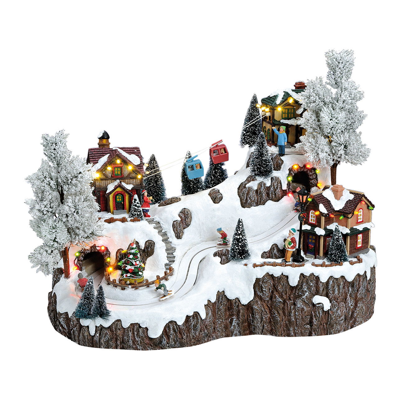 Winterszene Seilbahn mit Licht, Musik, beweg. Seilbahn, Skifahrer aus Poly, 46x38x27cm Winterszene Seilbahn mit Licht, Musik, beweg. Seilbahn, Skifahrer aus Poly, 46x38x27cm