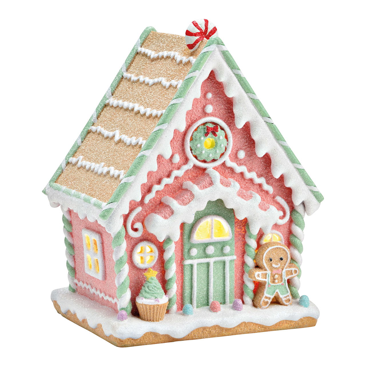 LED Lichthaus Lebkuchen aus Poly, Bunt (B/H/T) 19x24x15cm